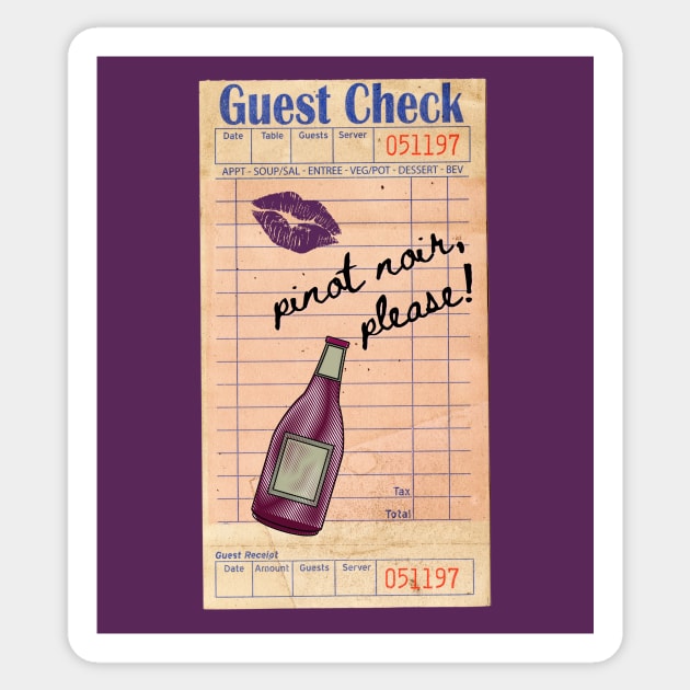 Pinot Noir Y2k Pink Guest Check Print Sticker by madiwestdal